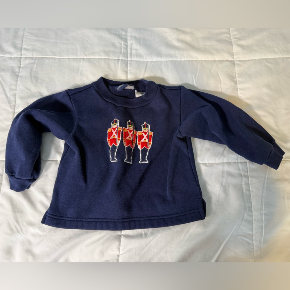 Kids Headquarters Boys Fleece lined Sweatshirt Christmas Wooden Soldiers Navy